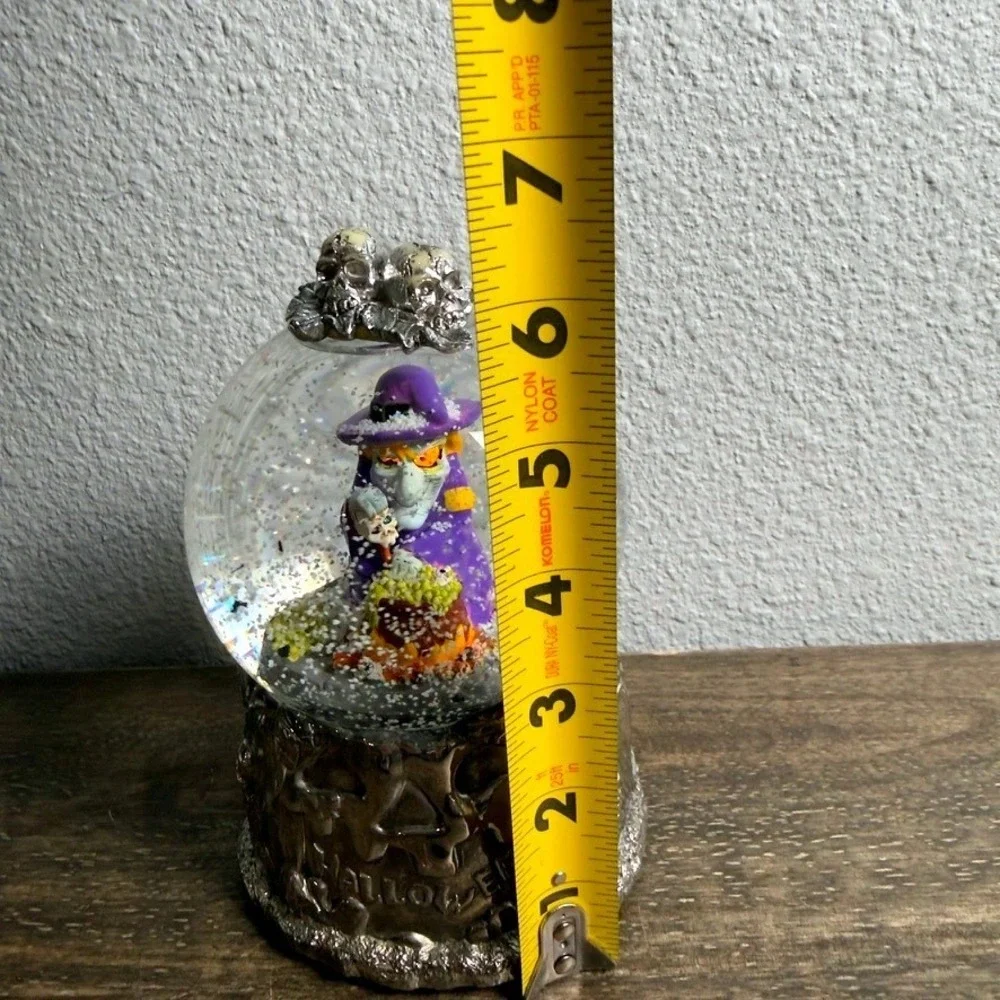 Wallace Halloween Witch Snow Globe Animated Lighted Bats Silverplate Vintage